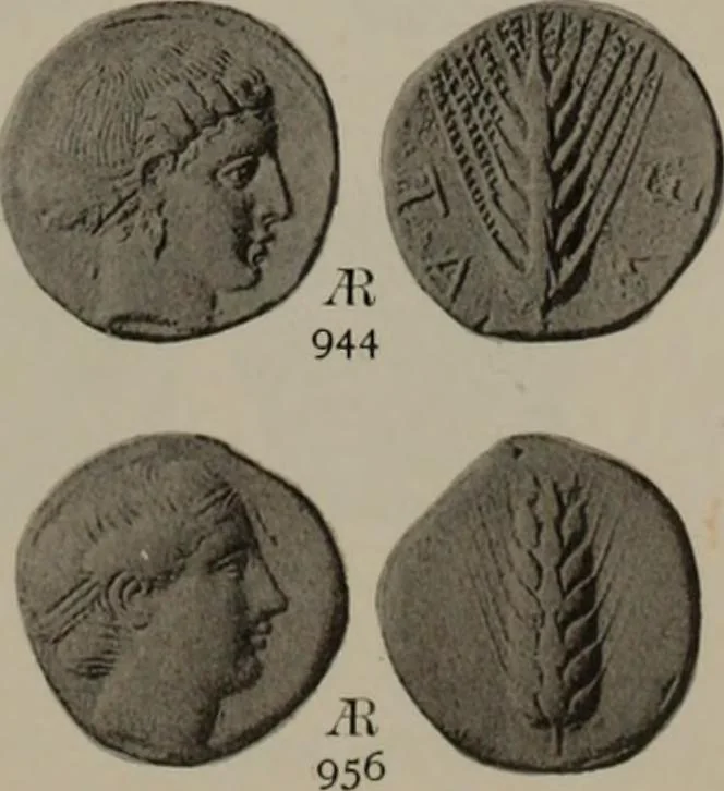 An illustration from Numismata graeca; Greek coin-types, classified for immediate identification, 1910, leaf 616