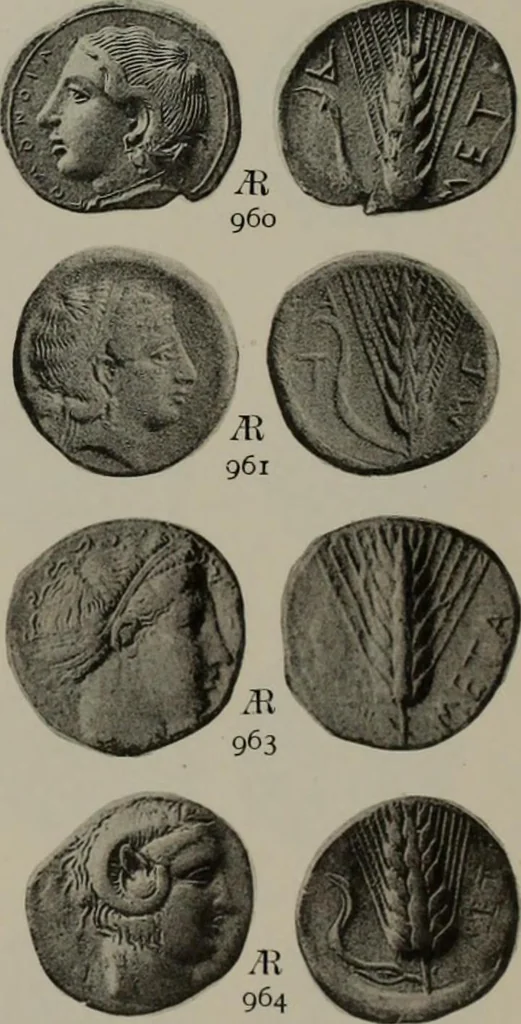 An illustration from Numismata graeca; Greek coin-types, classified for immediate identification, 1910, leaf 616