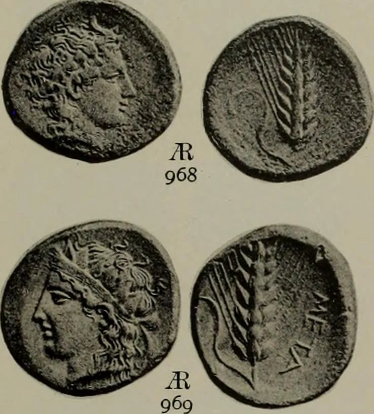 An illustration from Numismata graeca; Greek coin-types, classified for immediate identification, 1910, leaf 618