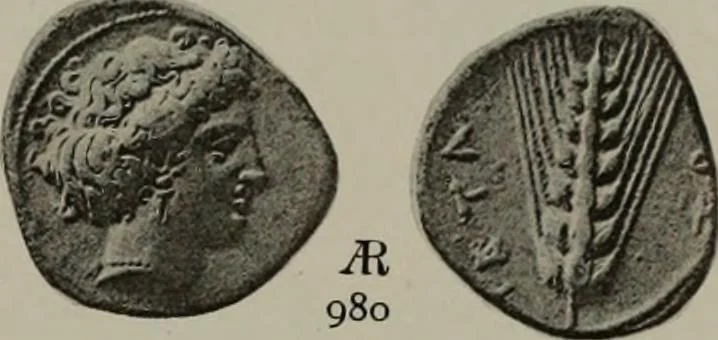 An illustration from Numismata graeca; Greek coin-types, classified for immediate identification, 1910, leaf 618