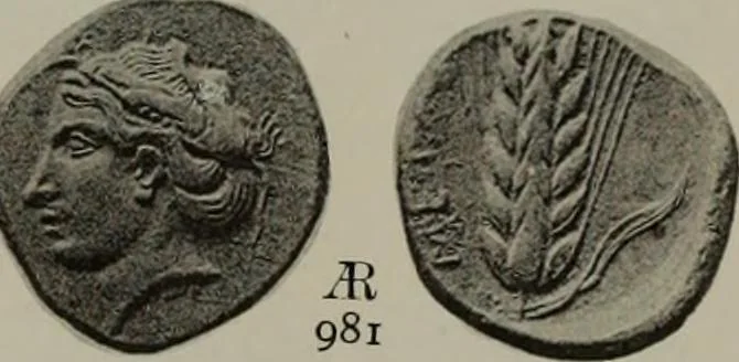 An illustration from Numismata graeca; Greek coin-types, classified for immediate identification, 1910, leaf 618