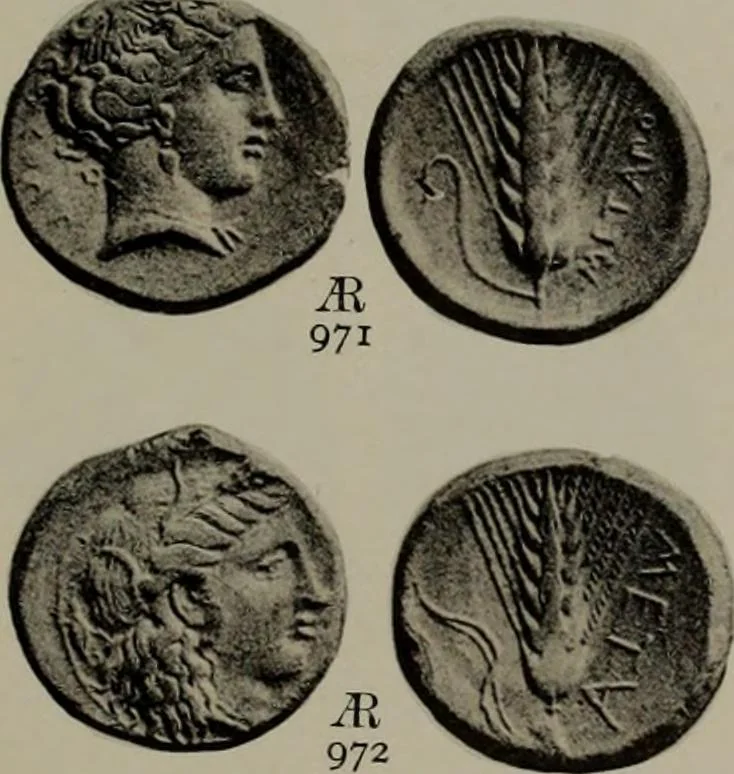 An illustration from Numismata graeca; Greek coin-types, classified for immediate identification, 1910, leaf 618