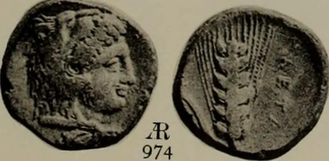 An illustration from Numismata graeca; Greek coin-types, classified for immediate identification, 1910, leaf 618