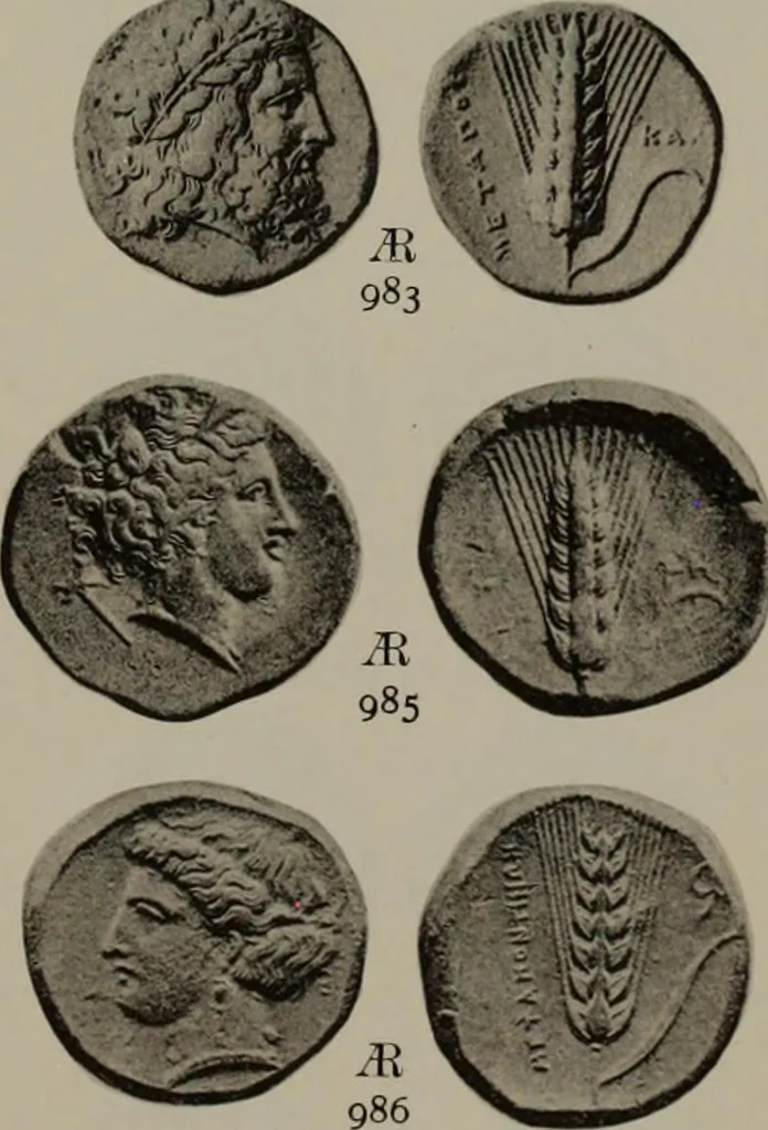 An illustration from Numismata graeca; Greek coin-types, classified for immediate identification, 1910, leaf 618