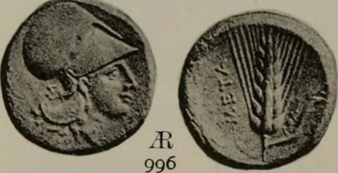 An illustration from Numismata graeca; Greek coin-types, classified for immediate identification, 1910, leaf 618