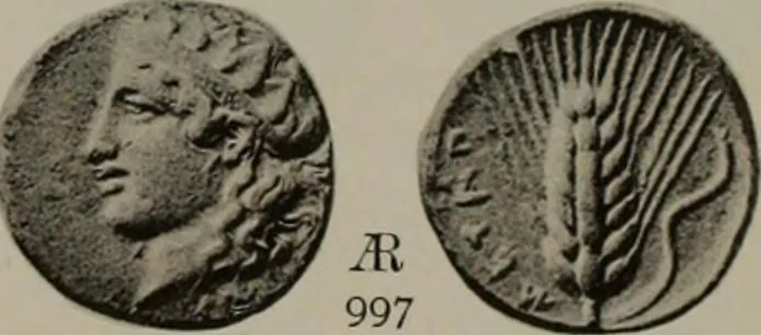 An illustration from Numismata graeca; Greek coin-types, classified for immediate identification, 1910, leaf 618