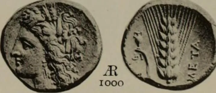 An illustration from Numismata graeca; Greek coin-types, classified for immediate identification, 1910, leaf 618