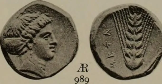 An illustration from Numismata graeca; Greek coin-types, classified for immediate identification, 1910, leaf 618