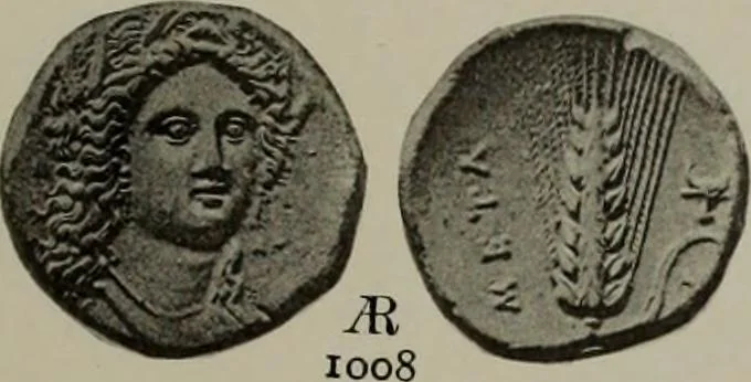 An illustration from Numismata graeca; Greek coin-types, classified for immediate identification, 1910, leaf 620