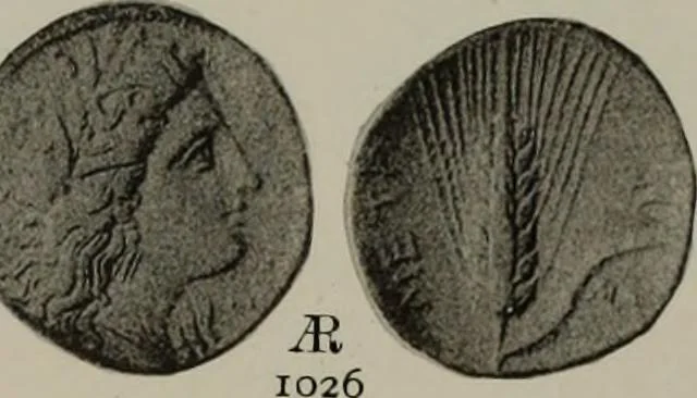 An illustration from Numismata graeca; Greek coin-types, classified for immediate identification, 1910, leaf 620