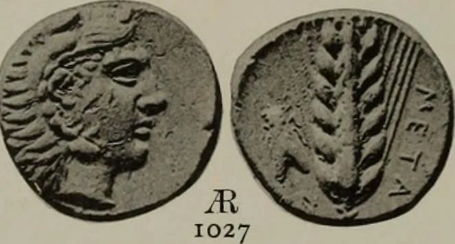 An illustration from Numismata graeca; Greek coin-types, classified for immediate identification, 1910, leaf 620