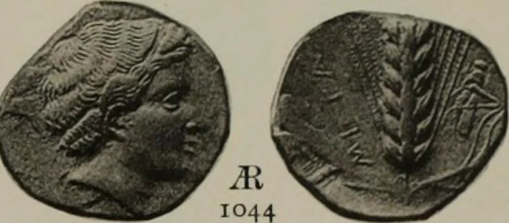 An illustration from Numismata graeca; Greek coin-types, classified for immediate identification, 1910, leaf 620