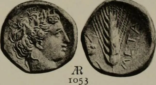 An illustration from Numismata graeca; Greek coin-types, classified for immediate identification, 1910, leaf 620