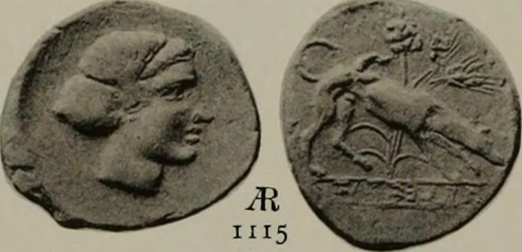 An illustration from Numismata graeca; Greek coin-types, classified for immediate identification, 1910, leaf 622