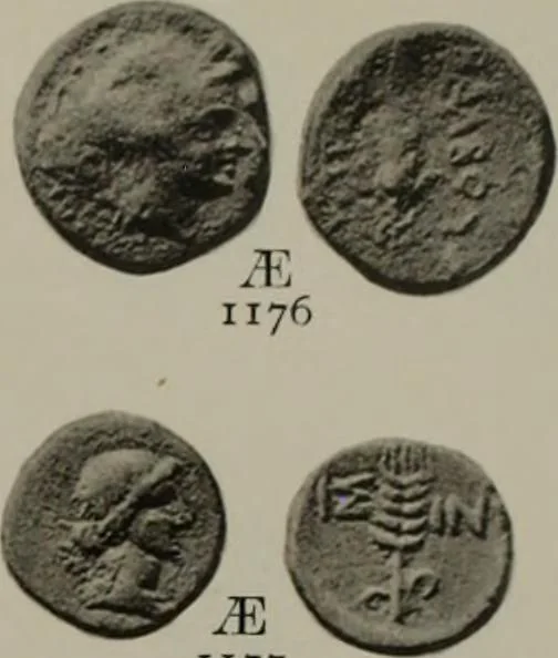 An illustration from Numismata graeca; Greek coin-types, classified for immediate identification, 1910, leaf 622