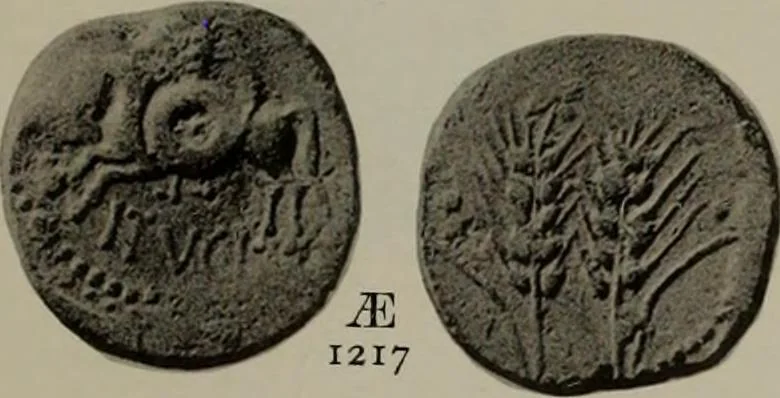 An illustration from Numismata graeca; Greek coin-types, classified for immediate identification, 1910, leaf 624