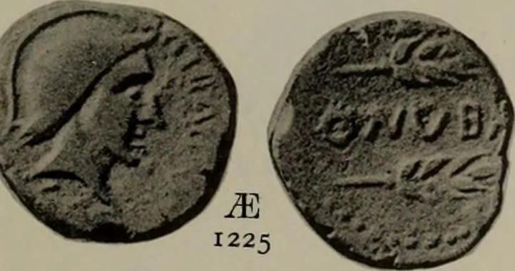 An illustration from Numismata graeca; Greek coin-types, classified for immediate identification, 1910, leaf 624
