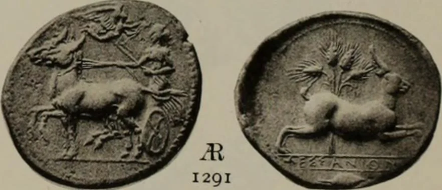 An illustration from Numismata graeca; Greek coin-types, classified for immediate identification, 1910, leaf 624