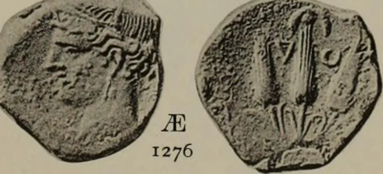 An illustration from Numismata graeca; Greek coin-types, classified for immediate identification, 1910, leaf 624