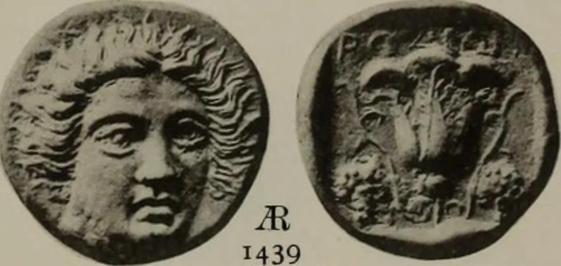 An illustration from Numismata graeca; Greek coin-types, classified for immediate identification, 1910, leaf 628