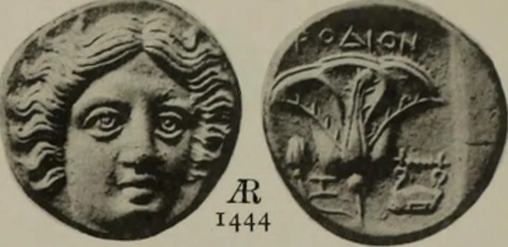 An illustration from Numismata graeca; Greek coin-types, classified for immediate identification, 1910, leaf 628
