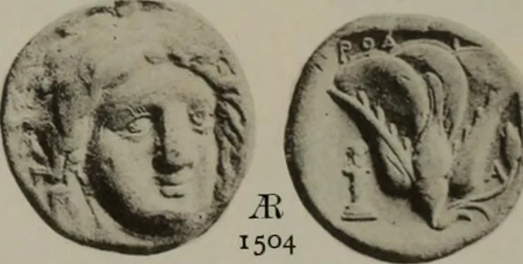 An illustration from Numismata graeca; Greek coin-types, classified for immediate identification, 1910, leaf 632