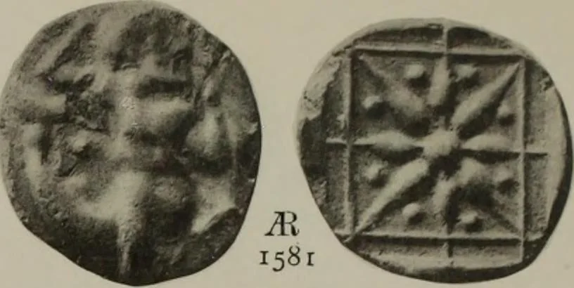 An illustration from Numismata graeca; Greek coin-types, classified for immediate identification, 1910, leaf 636