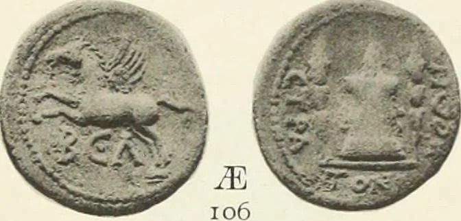 An illustration from Numismata graeca; Greek coin-types, classified for immediate identification, 1910, leaf 128