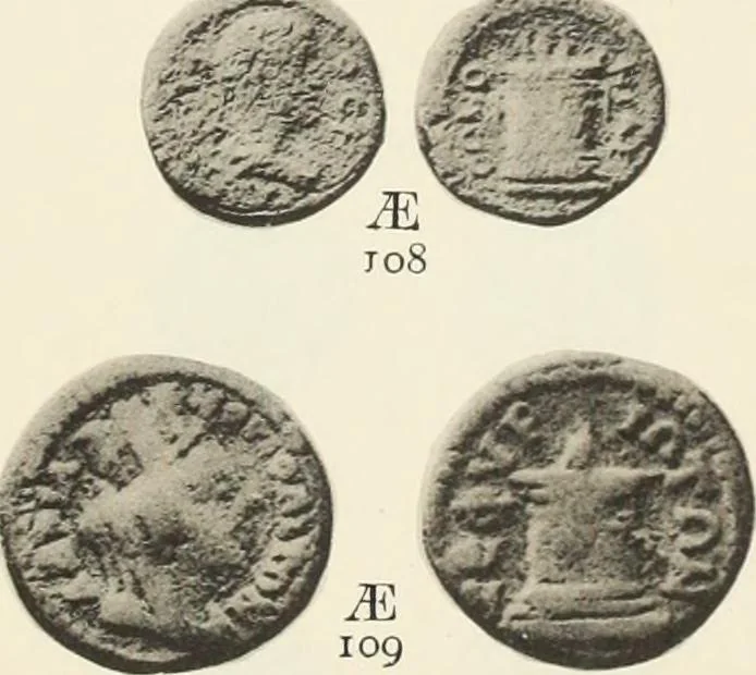 An illustration from Numismata graeca; Greek coin-types, classified for immediate identification, 1910, leaf 128