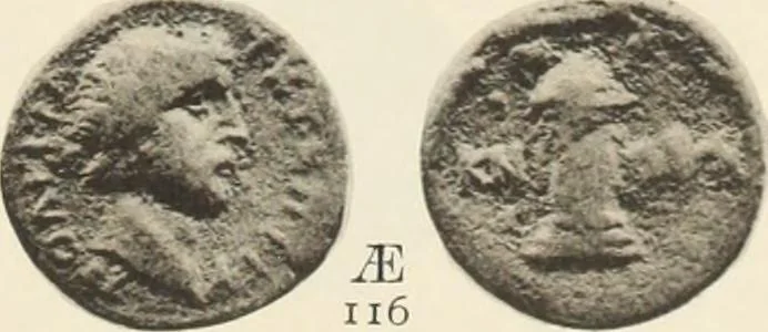 An illustration from Numismata graeca; Greek coin-types, classified for immediate identification, 1910, leaf 128