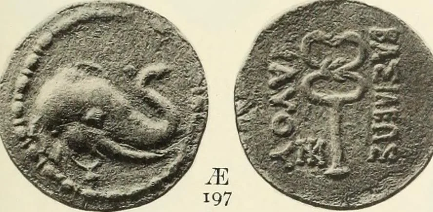 An illustration from Numismata graeca; Greek coin-types, classified for immediate identification, 1910, leaf 132
