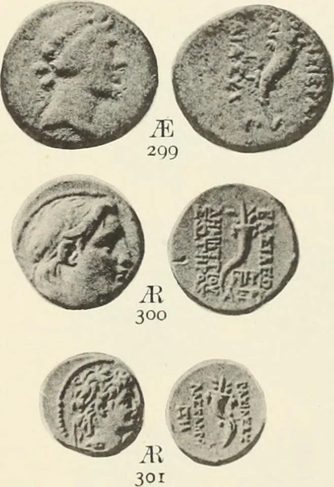 An illustration from Numismata graeca; Greek coin-types, classified for immediate identification, 1910, leaf 134