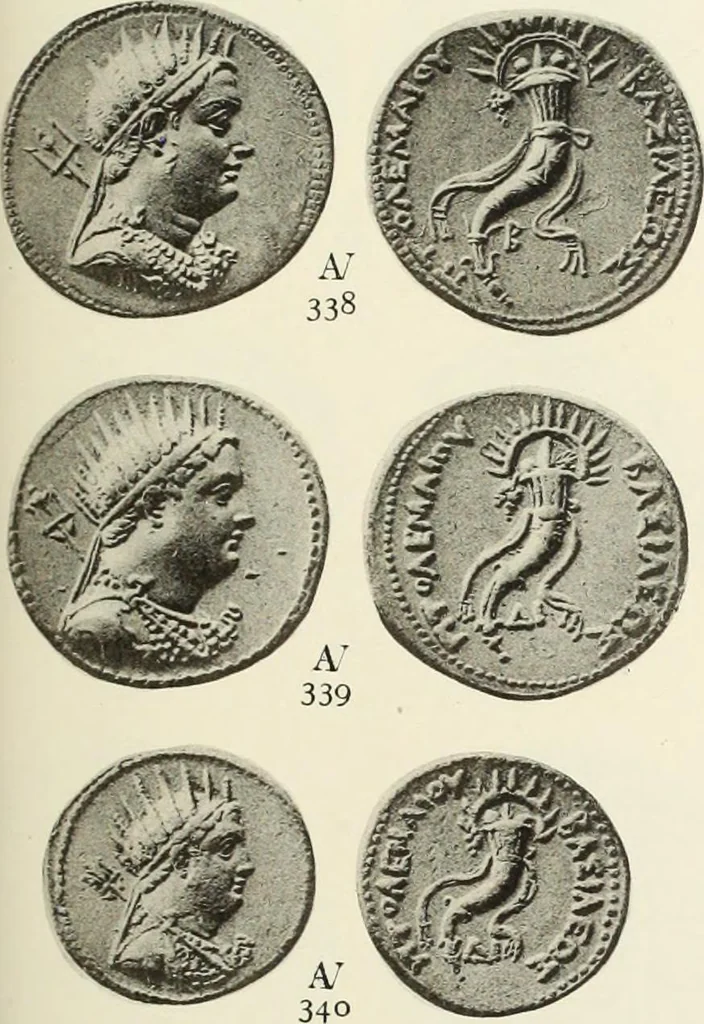 An illustration from Numismata graeca; Greek coin-types, classified for immediate identification, 1910, leaf 136