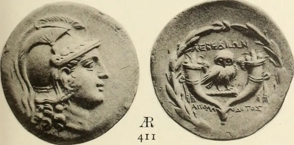 An illustration from Numismata graeca; Greek coin-types, classified for immediate identification, 1910, leaf 140