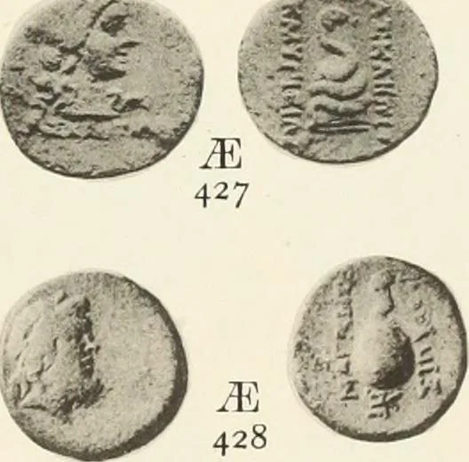 An illustration from Numismata graeca; Greek coin-types, classified for immediate identification, 1910, leaf 140