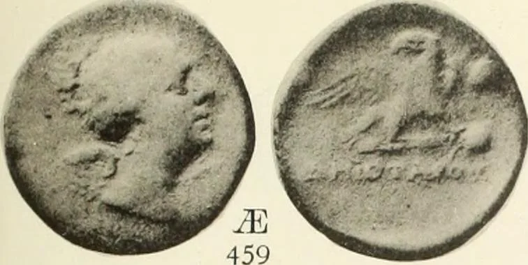 An illustration from Numismata graeca; Greek coin-types, classified for immediate identification, 1910, leaf 142