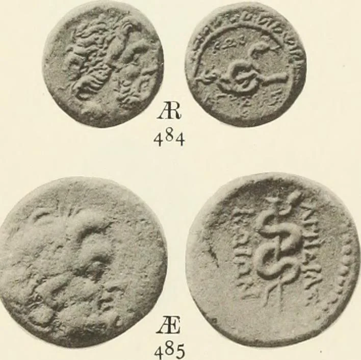 An illustration from Numismata graeca; Greek coin-types, classified for immediate identification, 1910, leaf 142