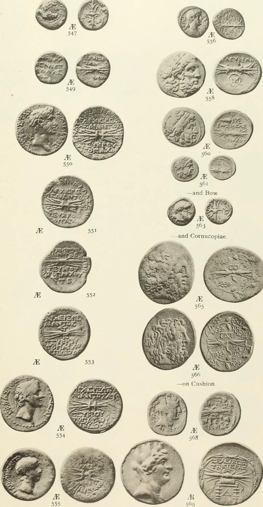 An illustration from Numismata graeca; Greek coin-types, classified for immediate identification, 1910, leaf 144