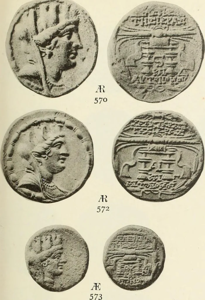 An illustration from Numismata graeca; Greek coin-types, classified for immediate identification, 1910, leaf 146