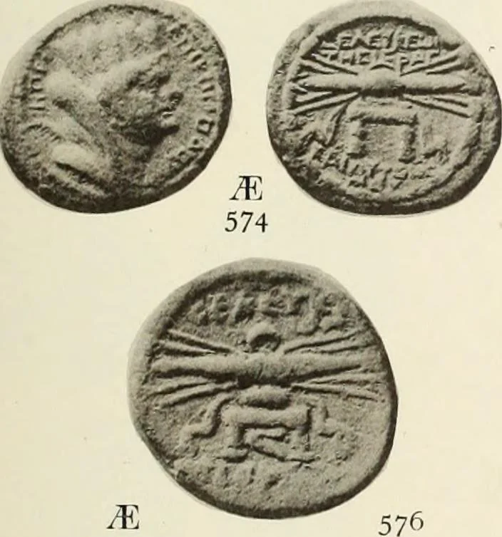 An illustration from Numismata graeca; Greek coin-types, classified for immediate identification, 1910, leaf 146