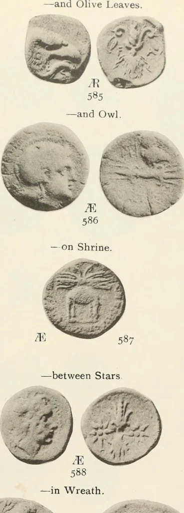 An illustration from Numismata graeca; Greek coin-types, classified for immediate identification, 1910, leaf 146