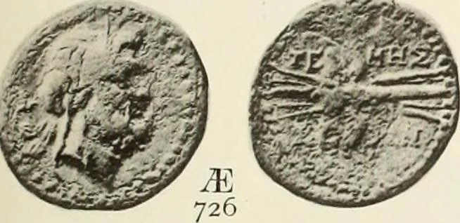 An illustration from Numismata graeca; Greek coin-types, classified for immediate identification, 1910, leaf 152