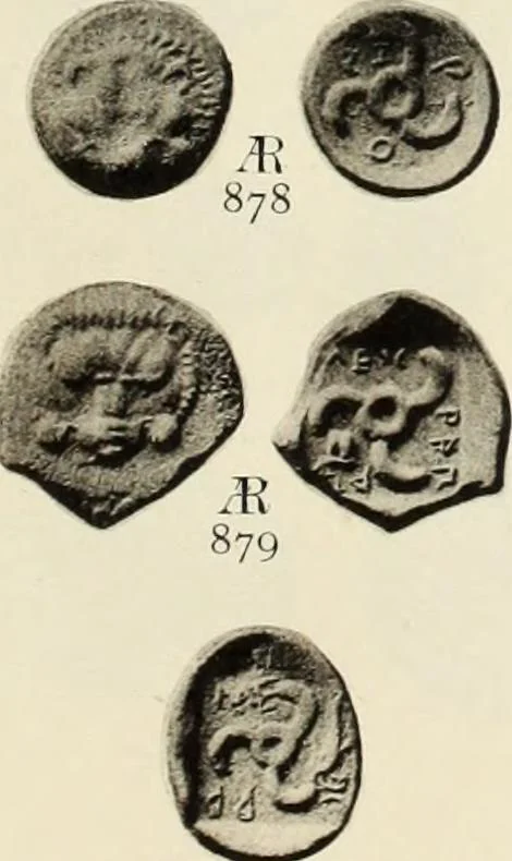 An illustration from Numismata graeca; Greek coin-types, classified for immediate identification, 1910, leaf 160