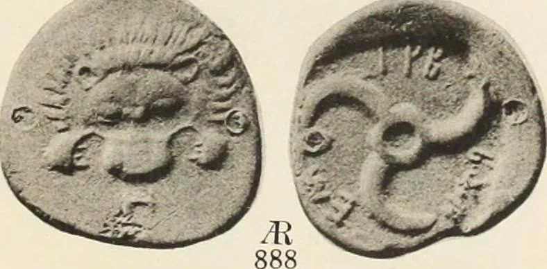 An illustration from Numismata graeca; Greek coin-types, classified for immediate identification, 1910, leaf 160