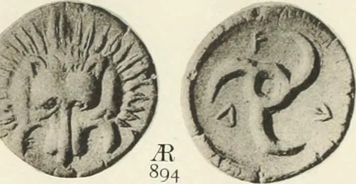 An illustration from Numismata graeca; Greek coin-types, classified for immediate identification, 1910, leaf 160