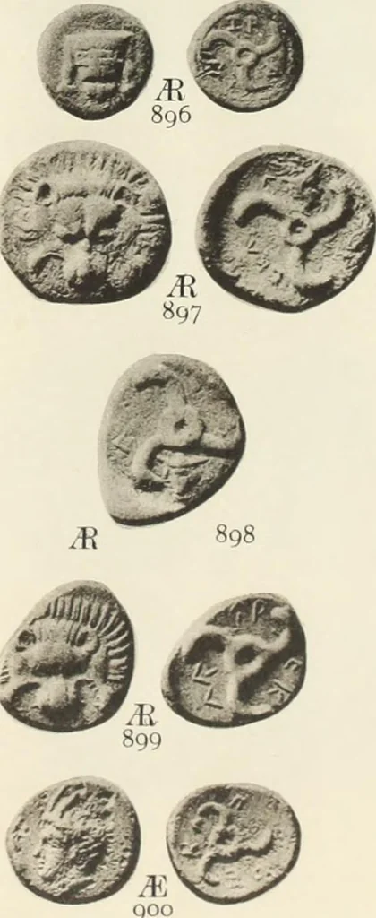An illustration from Numismata graeca; Greek coin-types, classified for immediate identification, 1910, leaf 160