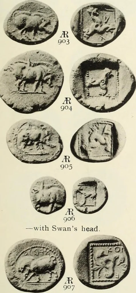 An illustration from Numismata graeca; Greek coin-types, classified for immediate identification, 1910, leaf 162