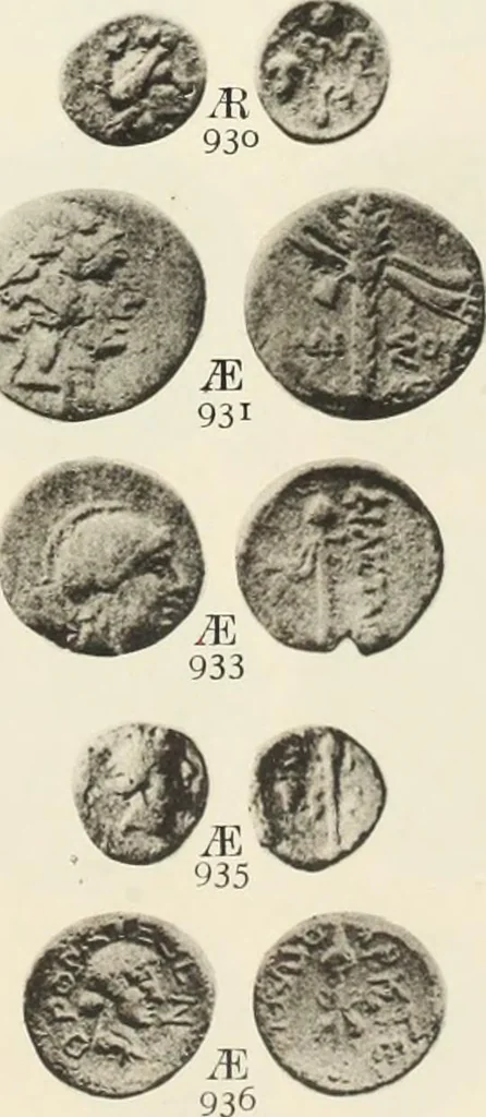 An illustration from Numismata graeca; Greek coin-types, classified for immediate identification, 1910, leaf 162