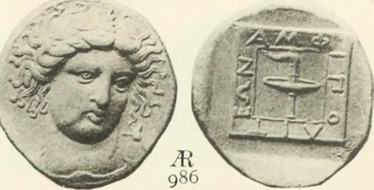An illustration from Numismata graeca; Greek coin-types, classified for immediate identification, 1910, leaf 164