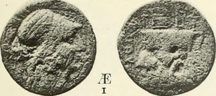 An illustration from Numismata graeca; Greek coin-types, classified for immediate identification, 1910, leaf 338